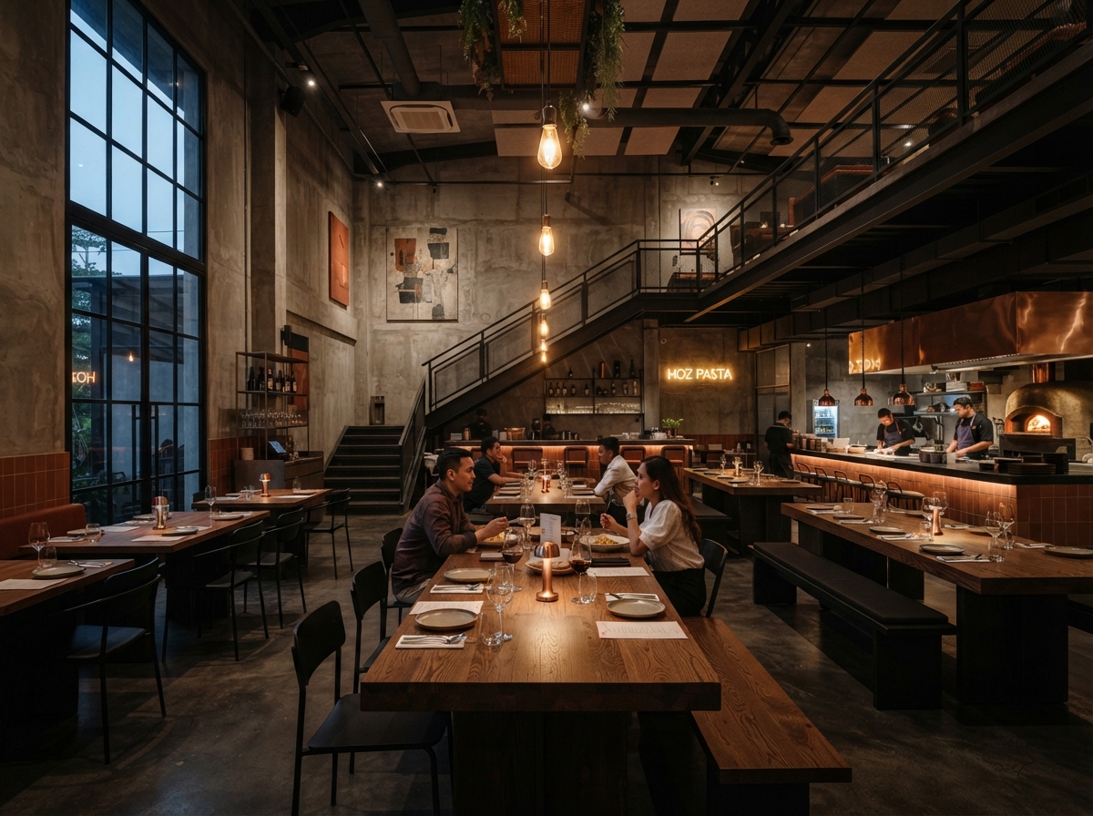 Hoz Pasta kitchen or restaurant interior.